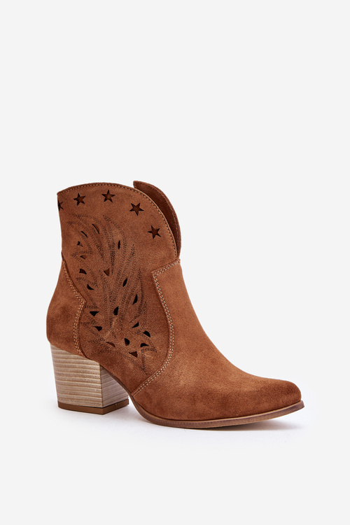 Prešité Cowboy Čižmy Z Semišu Na Podpätku Hnedé Lewski 3613