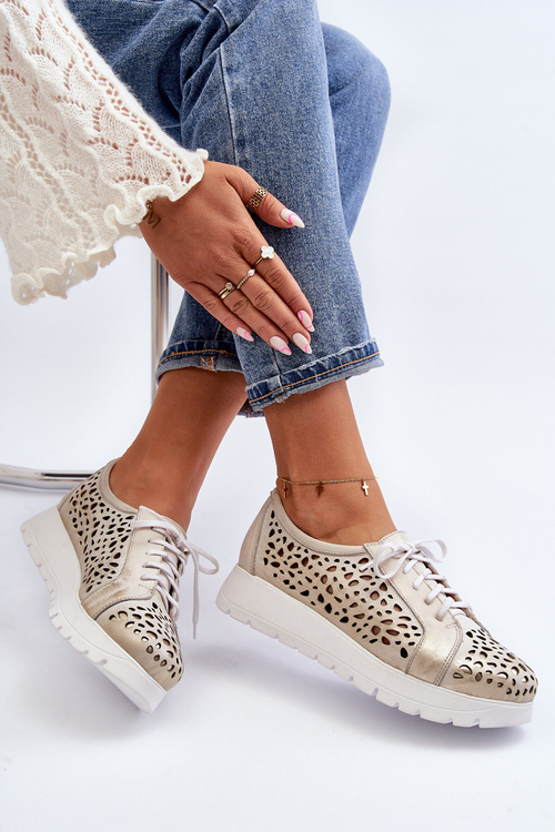 Kožené topánky na plošine béžovej hypnózy lemar