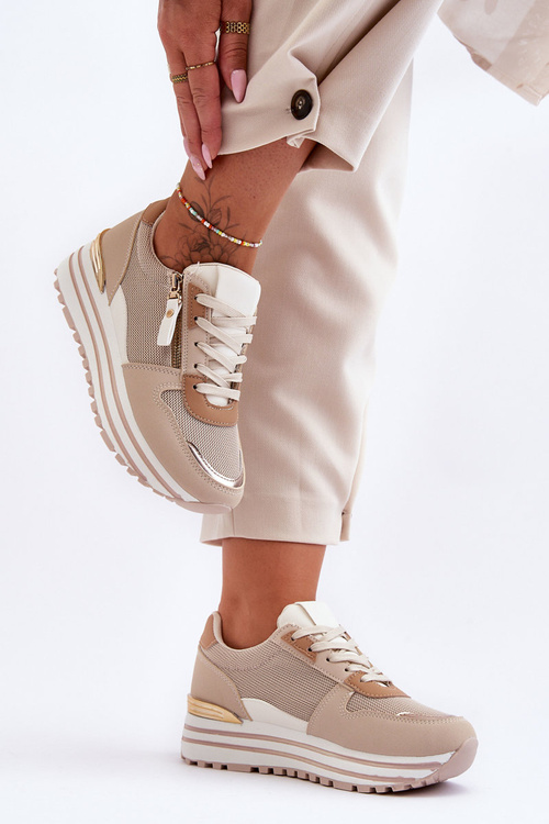 Dámske športové topánky s dekoratívnym hradným béžovým Káhire