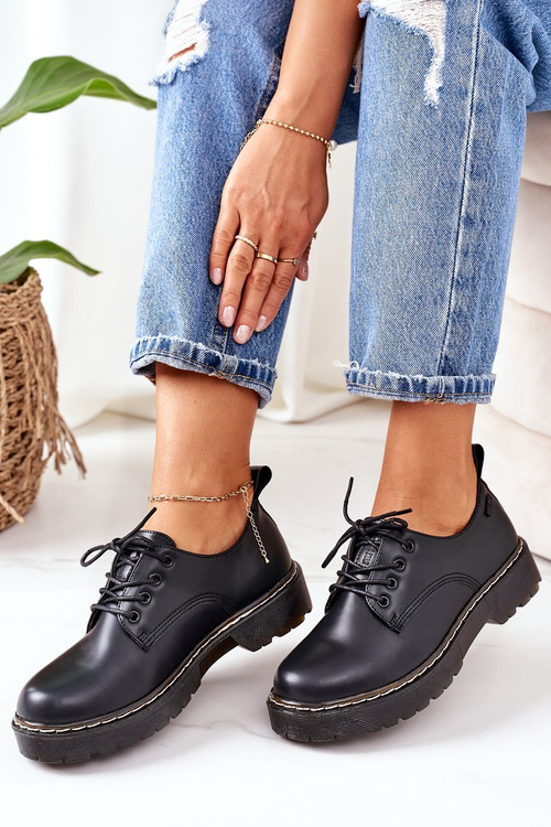 Oxfordské kožené topánky veľká hviezda II274107 čierna