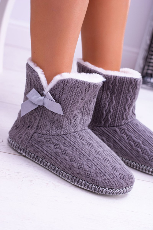 Šedá dámská teplá domácí obuv papuče Duffy