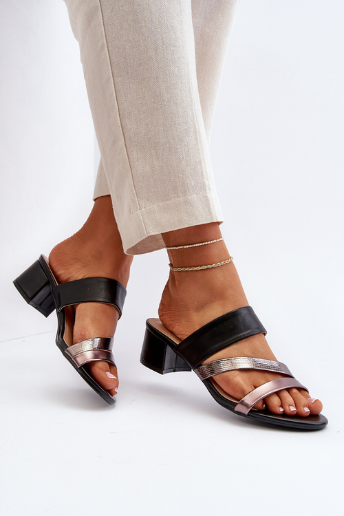 Dámske čierne sandále na nízkom opätku Rosila