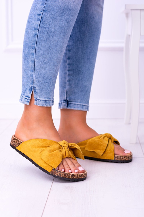 žluté dámské pantofle s luky Sunshine