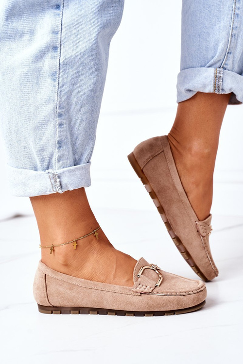 Dámské Semišové Mokasíny Světle Hněde Downtown