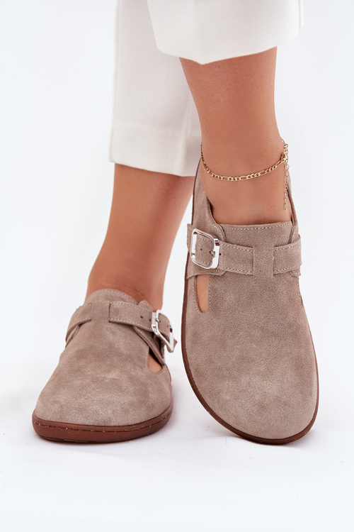 Semišové Polobotky Barefoot Dámske S Prackou Zazoo N1261 Béžové