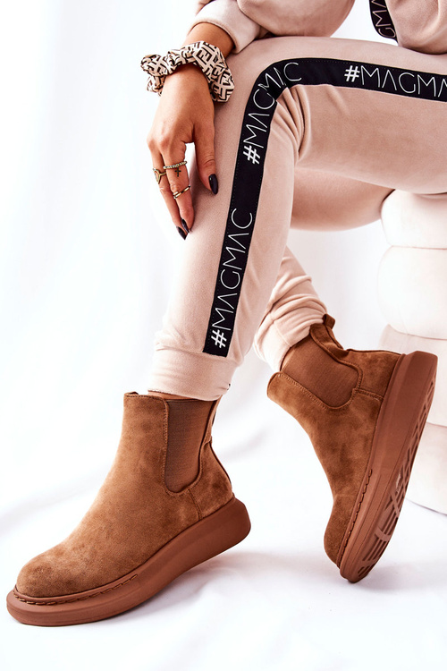 Suede topánky na topánkach Jodhpur na platforme Marissa Beige