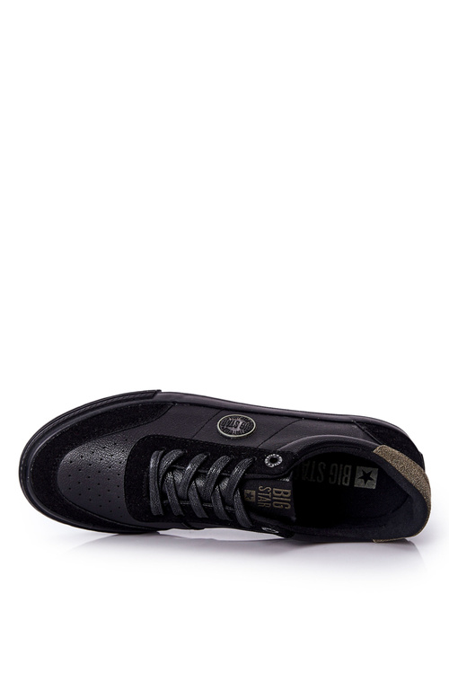 Pánské Kožené Tenisky Big Star II174008 Černé-Zelené