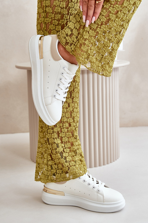 Nízké dámské tenisky na platformě z ekokůže bílo-bežové Nevelena