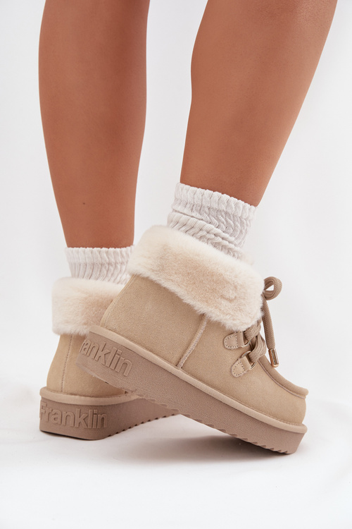 Dámske snehule z prírodného semišu D.Franklin DFSH375006 Svetložlté