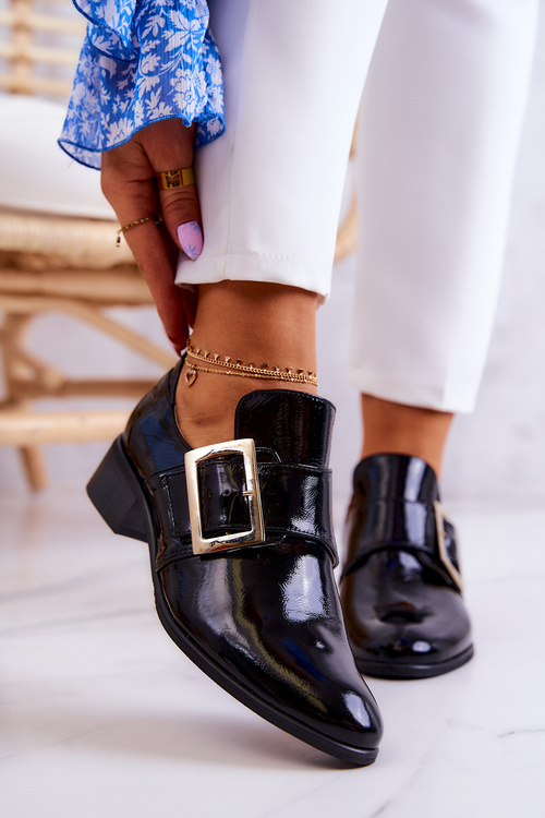 Lakované boty s přezkou Černá Taliya