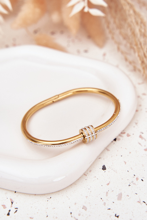 Dámsky náramok s kryštálmi z nehrdzavejúcej ocele zlatý