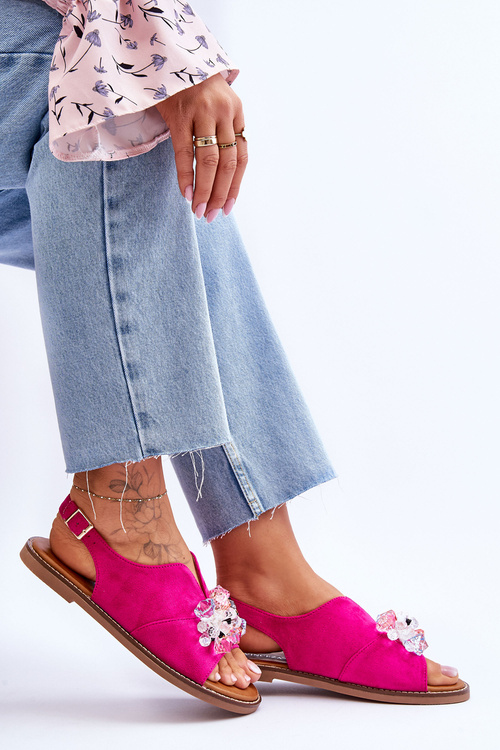 Dámské semisové sandály s kamínky Fuchsié Mersea