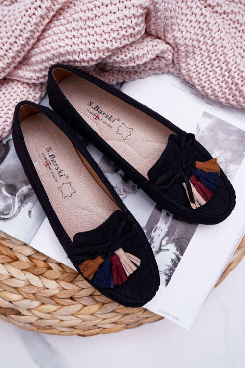 Dámské Mokasíny Semišové černé S.Barski A199 Mohabe