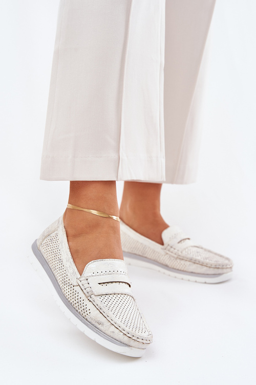 Dámské mokasíny z eco kůže stříbrné Bralithia