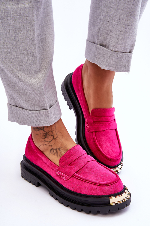 Klasické semišové mokasíry s ozdobou Fuksia Monaro