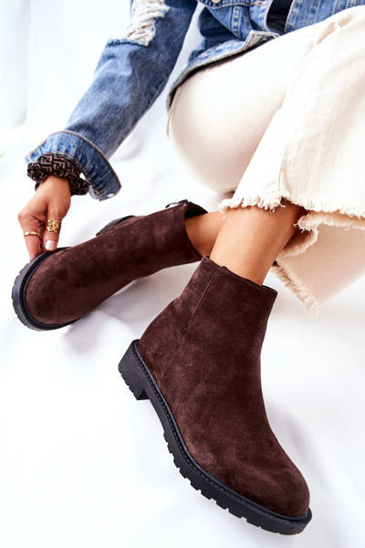 Ploché Boty Na Podpatku Hněde Laurette