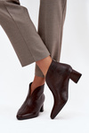 Eko kožené dámske členkové čižmy na opätku čokoládové Rylina