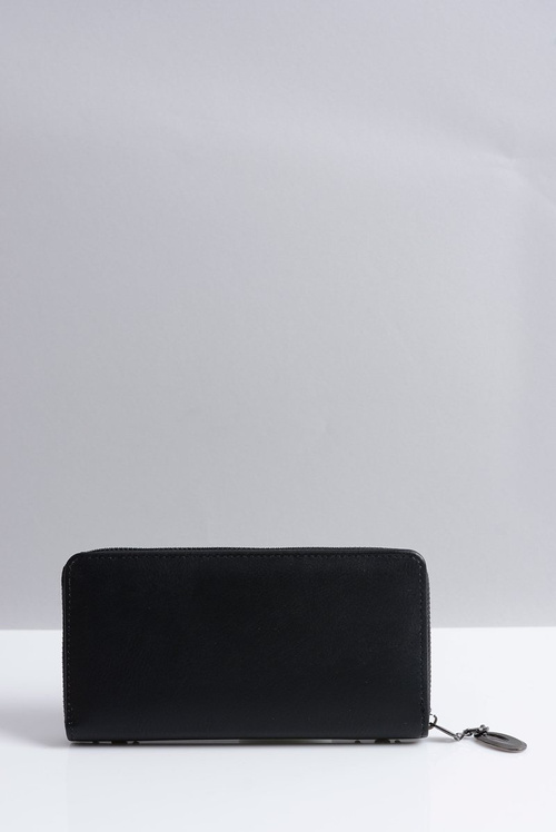 Duży Damski Czarny Portfel z Ćwiekami