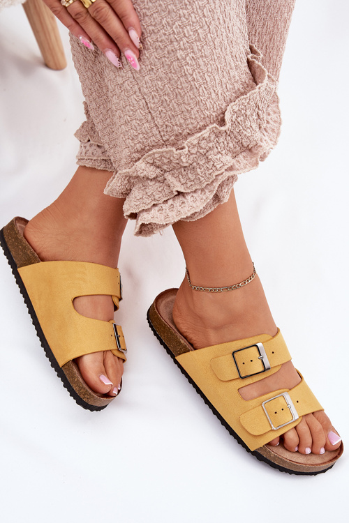 Dámské Sandály Na Korek Platformě S Přezkou Žluté Evisolla