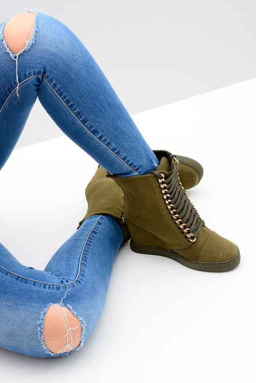 Dámská Obuv Sneakers Lu Boo Semišové Tenisky Zelené Monica