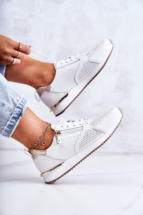 Dámske kožené športové topánky Biele horess