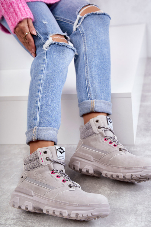 Dámské zateplené boty Lee Cooper LCJ-22-01-1373 Šede