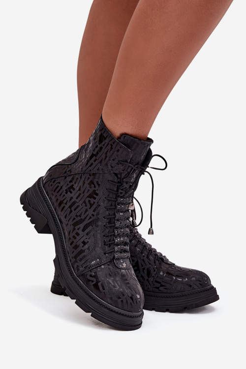 Kožené workery dámské zateplené na zip Artiker 57C2257 Černé