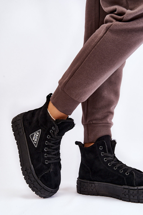 Vysoko izolované semišové čierne tenisky Evren