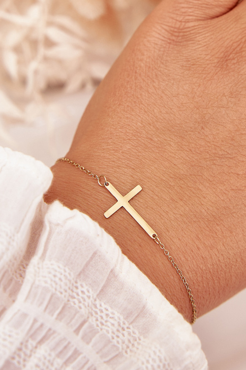 Náramok S Krížom Chirurgická Oceľ Zlato