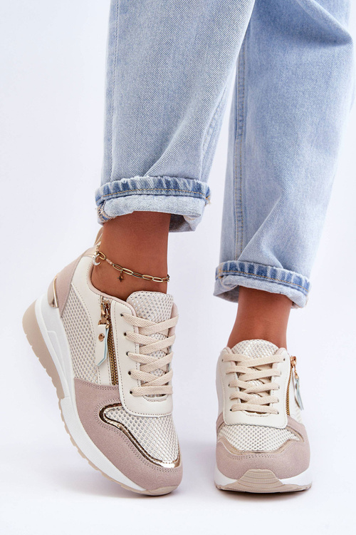 Dámské sneakersy na koturnu béžovo-bílé Sivan