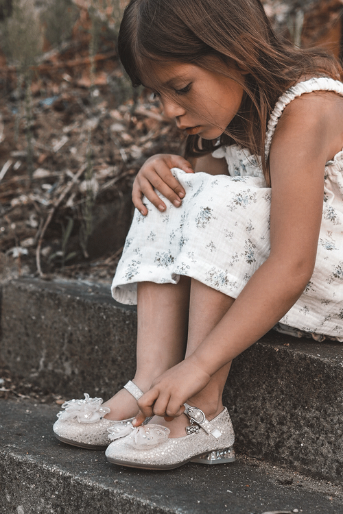 Detské baleríny s nicola strieborným ružovým suchým zipsom