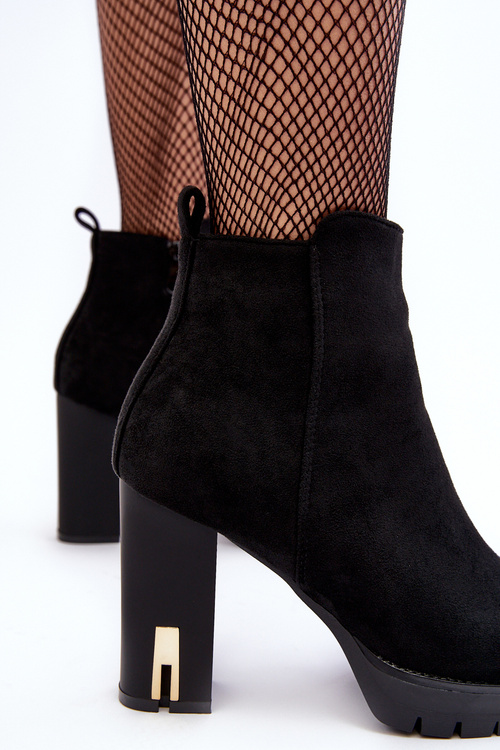 Semišové klasické vysoké podpätky čierna Amy