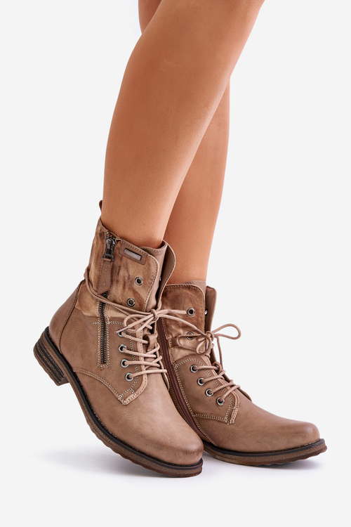 Dámské boty pracovní zateplené na zip tmavě béžové Liletta