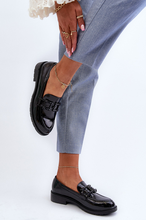 Lakované dámské mokasíny s ozdobou S.Barski HY371A