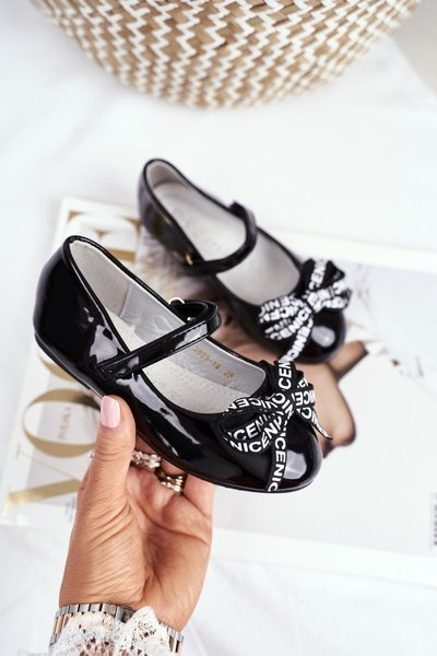 Dětské černé baletky na suchý zip Mindi