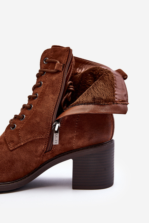 Dámské polobotky s nízkým podpatkem se šněrováním hnědé Serellia