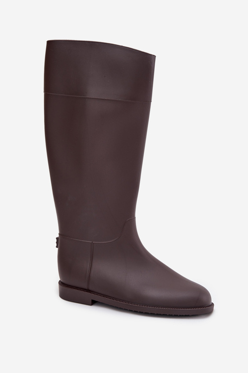 Vysoké dámske gumáky na plochom podpätku čokoládové Melianne