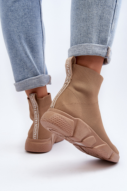 Dámske športové topánky so ponožkou béžové Zirila