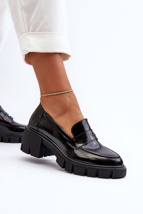 Dámské mokasíny na masivním podpatku Big Star NN274055 Černé