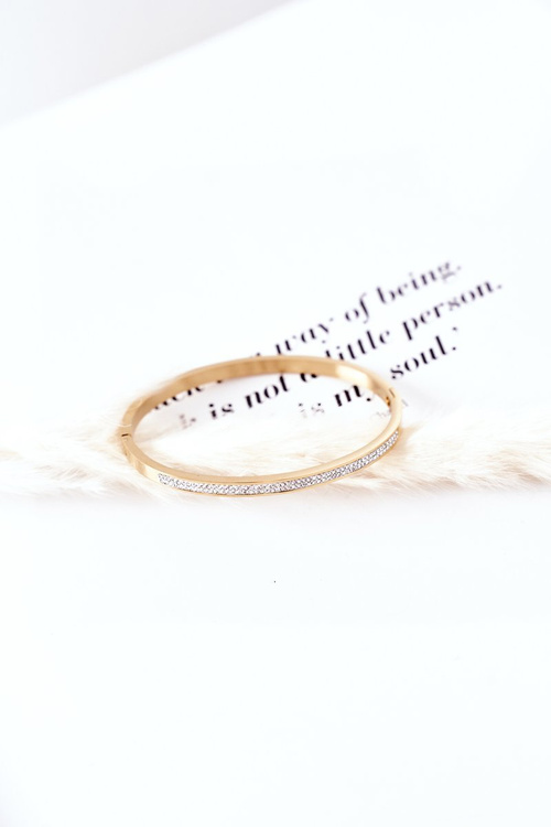 Oceľový náramok so zlatými zirkónmi