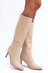 Kůže na vysokém podpatku přes kolena Bežové Serpens