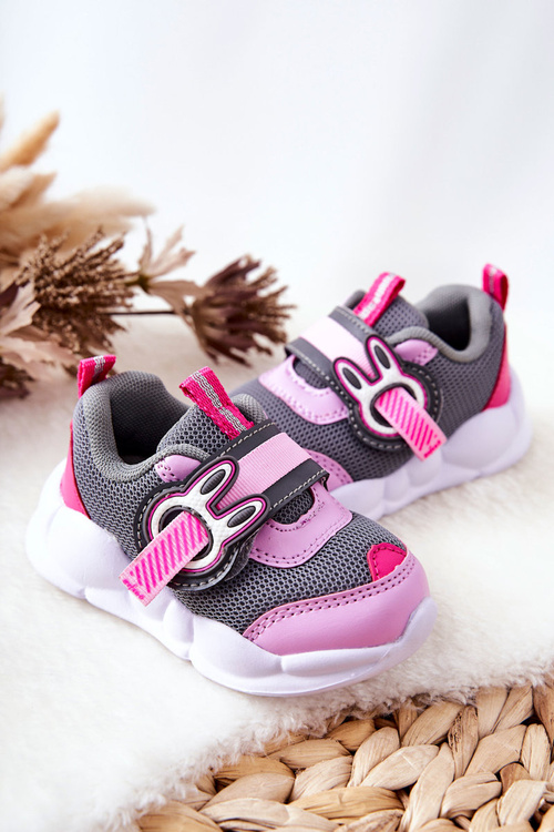 Detské športové topánky pre suchý zips befado 516p091 Gray-ružové