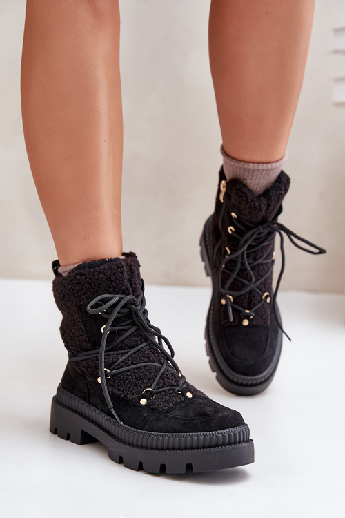 Boty S Kožešinou Typu Beránek Černé Merilana