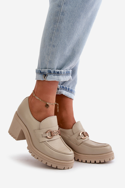 Zazoo 20175 Lakované Dámske Poltopánky Na Opätku Prírodná Koža Svetlo Béžové