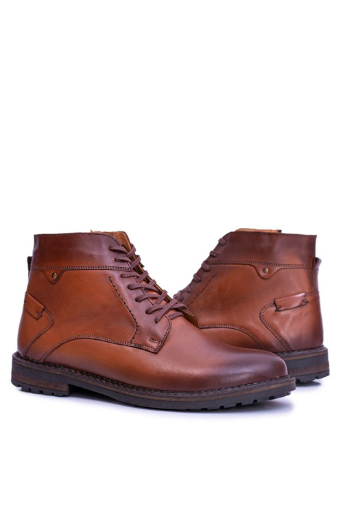 hnědé boty pánské kožené teplé boty Devenor