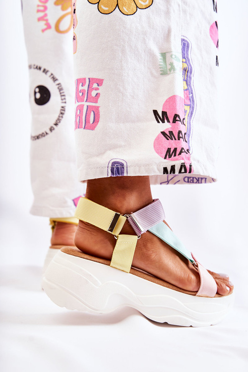 Dámske sandále pre letnú béžovú a žltú aurela