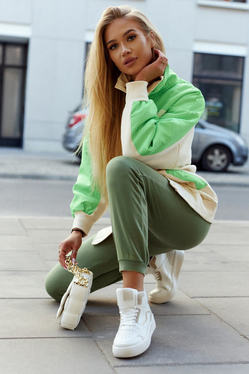 Vysoká dámská sportovní obuv bílá a béžová Megithoe