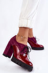 Módní semišové a lakované kozačky na platformě Maroon Carisa