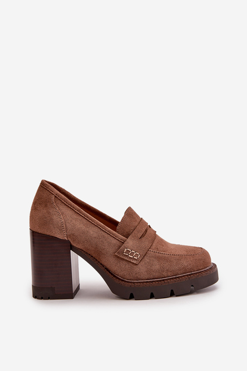 Dámske topánky na opätku s platformou z ekologického semišu čierne Vinceza 58105