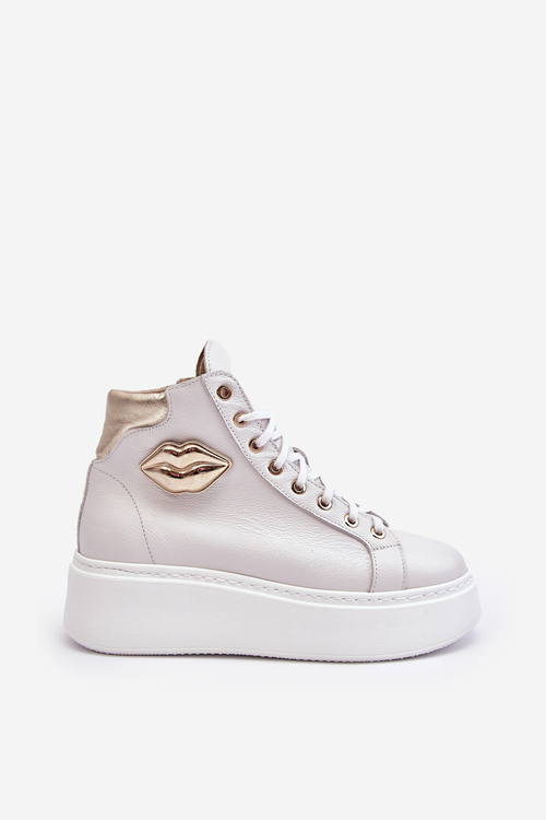 Dámské vysoké tenisky na zip Lemar bílé Katerin